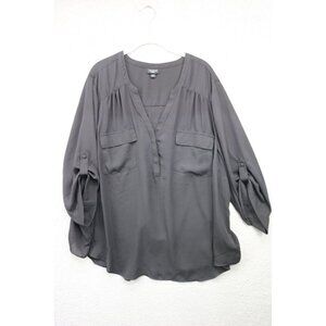 Torrid Harper Black 3/4 Roll Tab Sleeve Silky Tunic-Size 3XL-Office-Career